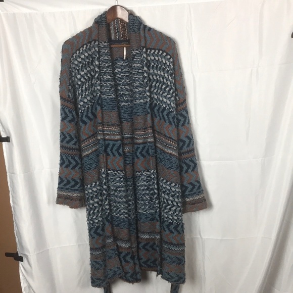 Free People Sweaters - Free People blue and orange tribal long duster